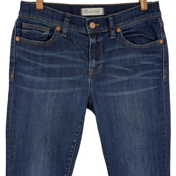 Madewell Womens Skinny Skinny Jeans Mid Rise Dark Wash Denim Whiskered Faded 27 - Picture 3 of 9